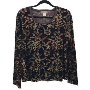 The‎ Territory Ahead Shirt Womens M Floral Velour Velvet Long Sleeve